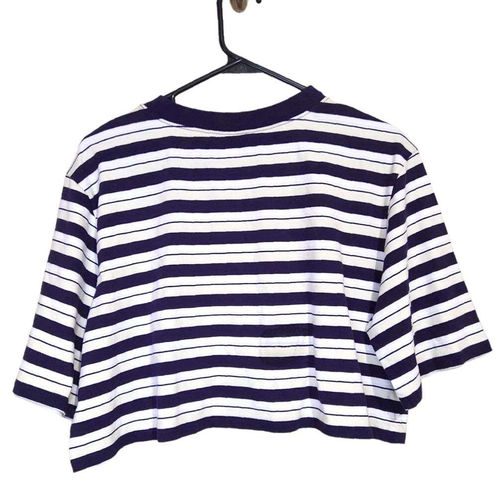 Bp Shirt Womens M Striped Boxy Crop Top Short Sleeve